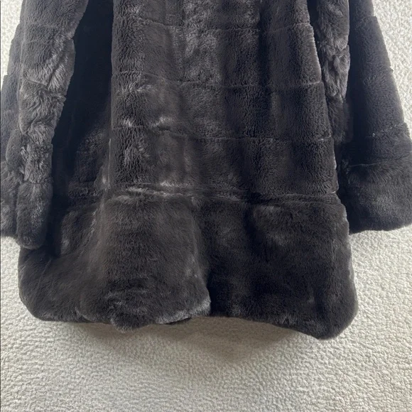 NWOT Nina Leonard Womens Espresso Horizontal Stripe Faux Fur Teddy Jacket Size M - Picture 12 of 15